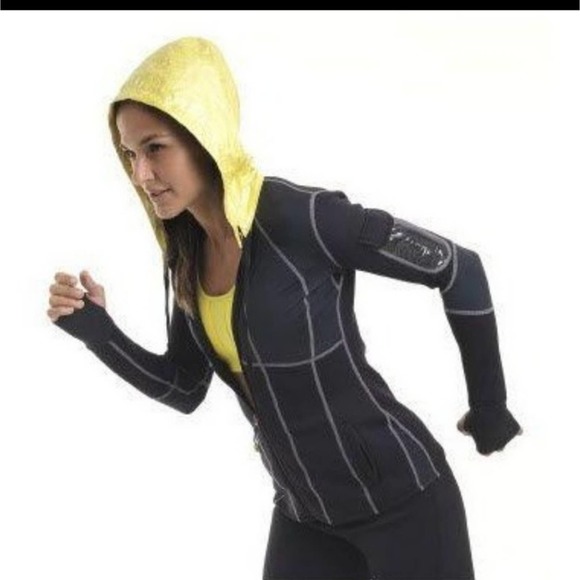 ZAGGORA BURN MORE CALORIES W HOT BODY WATERPROOF BLACK TRACK JACKET W HOOD SZ: M - Picture 3 of 16